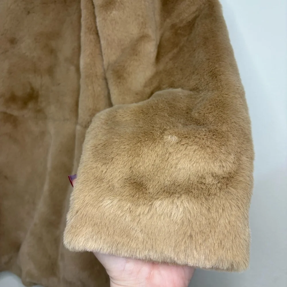 French Connection Camel Buona Faux Fur Coat Jacket NWT - Picture 9 of 11